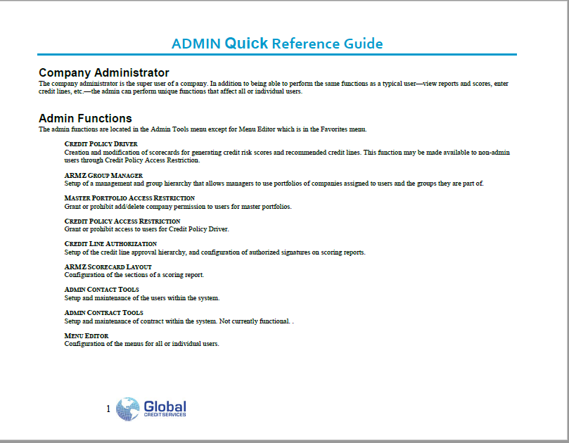 Quick Reference Key Functions Page